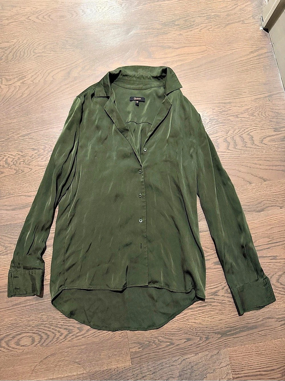Quince Washable Stretch Silk Blouse Olive